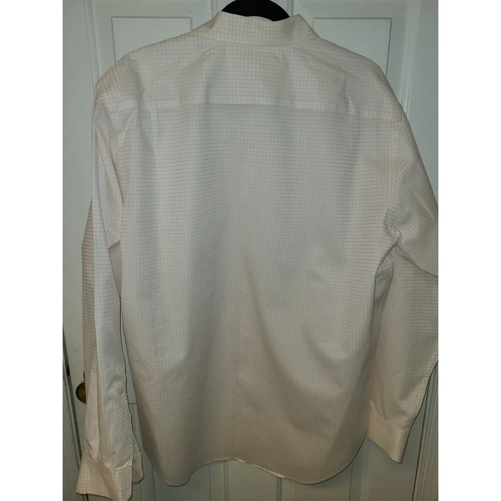 NWOT Banana Republic Mens Classic Fit Dress Shirt Orange Peach Checks 100%Cotton